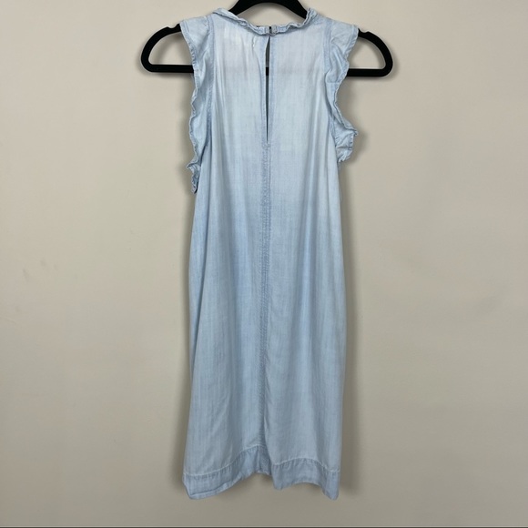 CLOTH & STONE CHAMBRAY MINI DRESS RUFFLE HALTER NECK BLUE SIZE SMALL - Picture 9 of 16